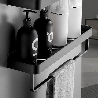 Matte Black Stainless Steel Bathroom Shelf Rack Set