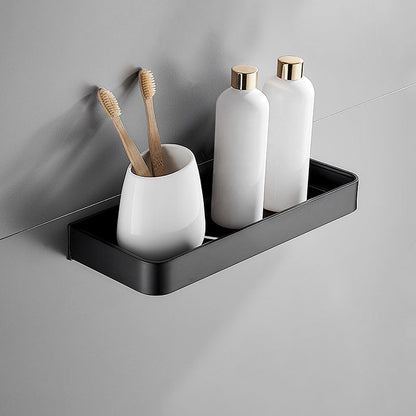 Matte Black Stainless Steel Bathroom Shelf Rack Set