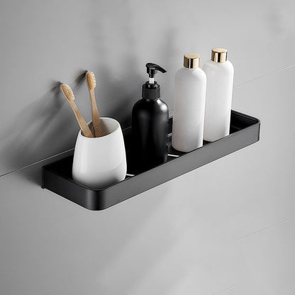 Matte Black Stainless Steel Bathroom Shelf Rack Set