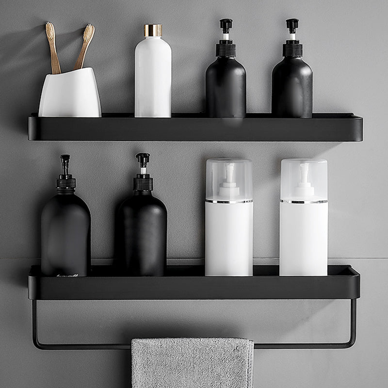 Matte Black Stainless Steel Bathroom Shelf Rack Set