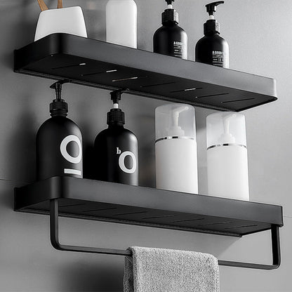 Matte Black Stainless Steel Bathroom Shelf Rack Set