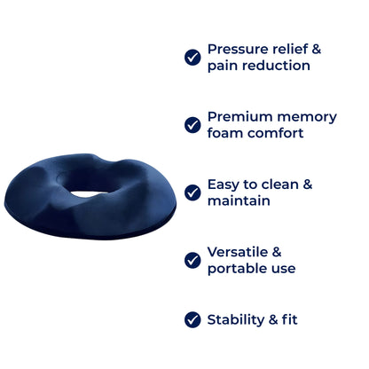 Memory Foam Donut Seat Cushion with Washable Cover