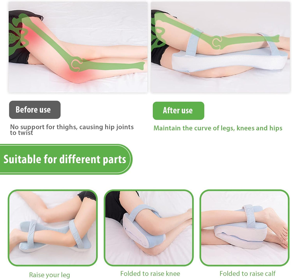 Memory Foam Leg Pillow for Side Sleepers Multi Position Knee Support Cushion