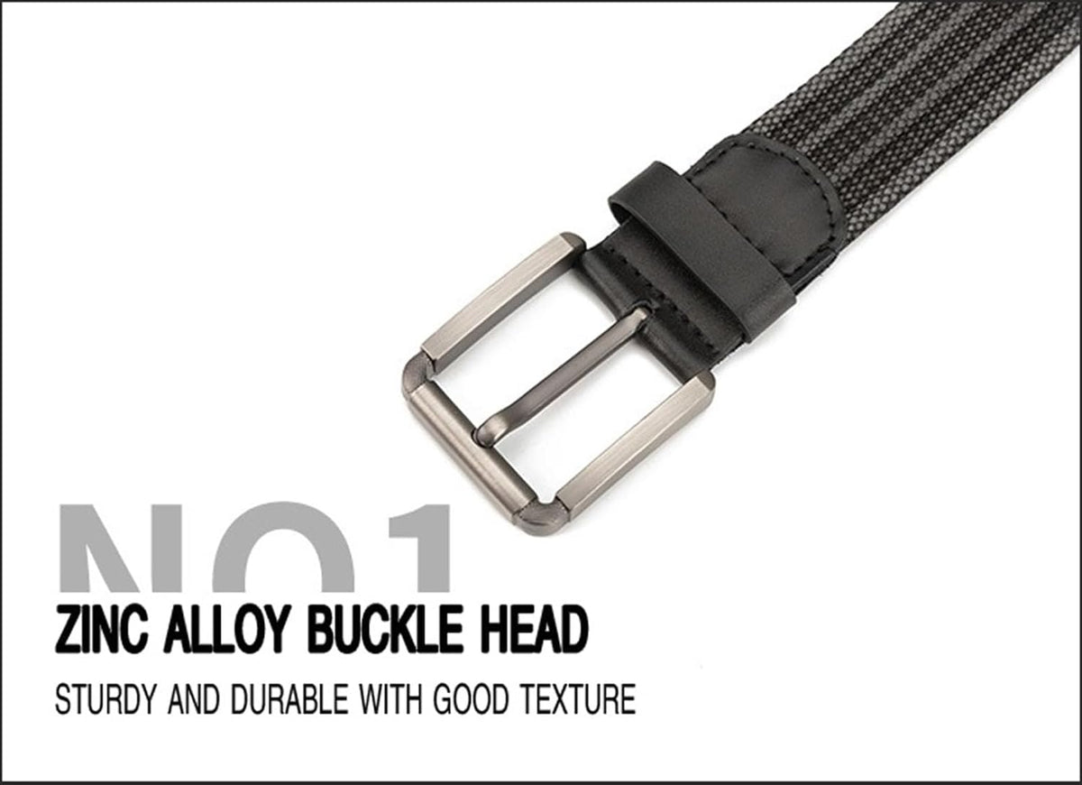Men's Adjustable Canvas Belt with Striped Design