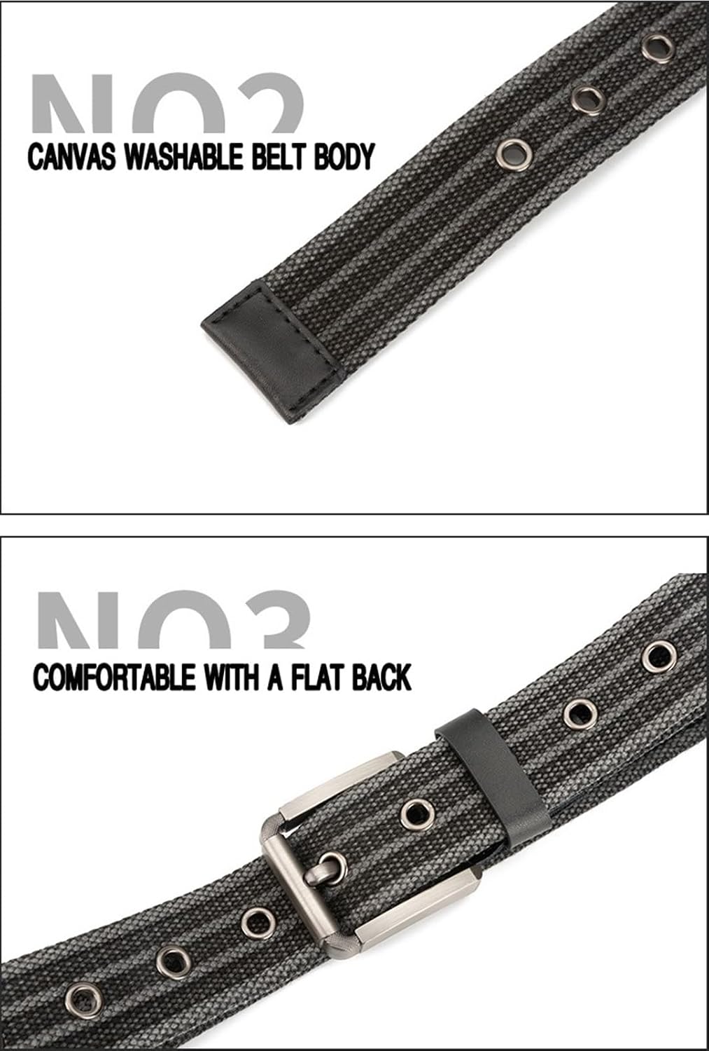 Men's Adjustable Canvas Belt with Striped Design