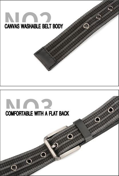 Men's Adjustable Canvas Belt with Striped Design