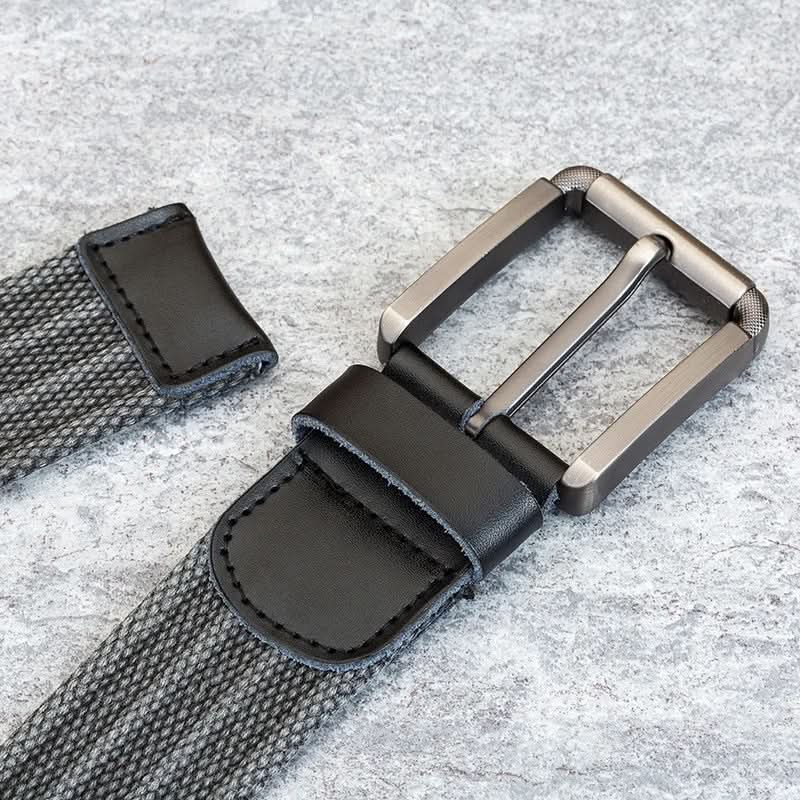 Men's Adjustable Canvas Belt with Striped Design