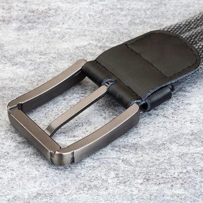 Men's Adjustable Canvas Belt with Striped Design