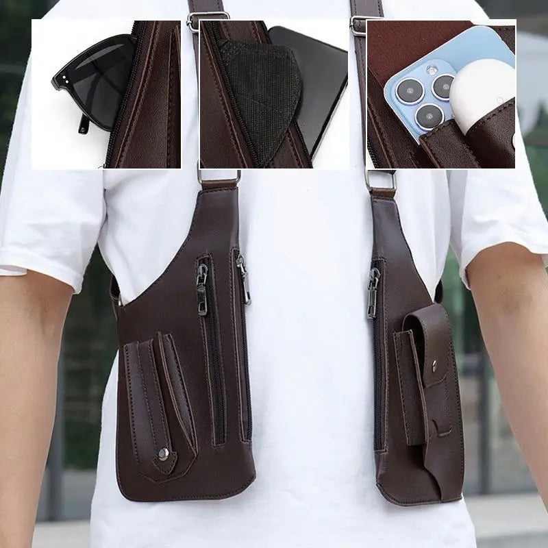 Men's Anti Theft Crossbody Shoulder Bag with Multi Pocket Storage