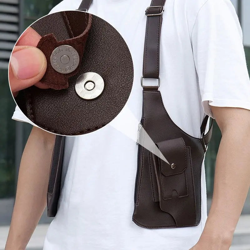 Men's Anti Theft Crossbody Shoulder Bag with Multi Pocket Storage
