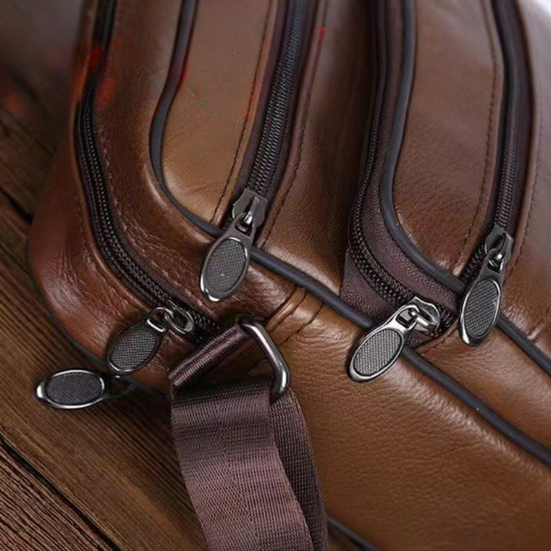 Men's Genuine Leather Crossbody Shoulder Bag Adjustable Strap