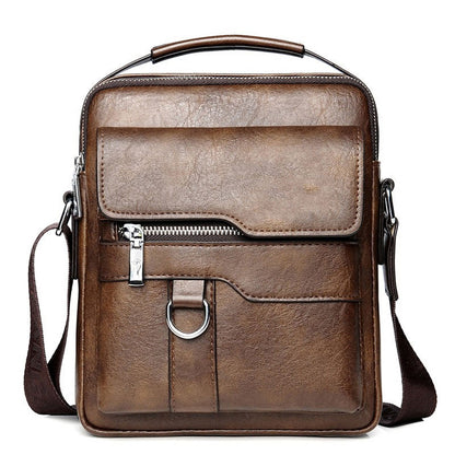 Men's Genuine Leather Crossbody Shoulder Bag with Adjustable Strap