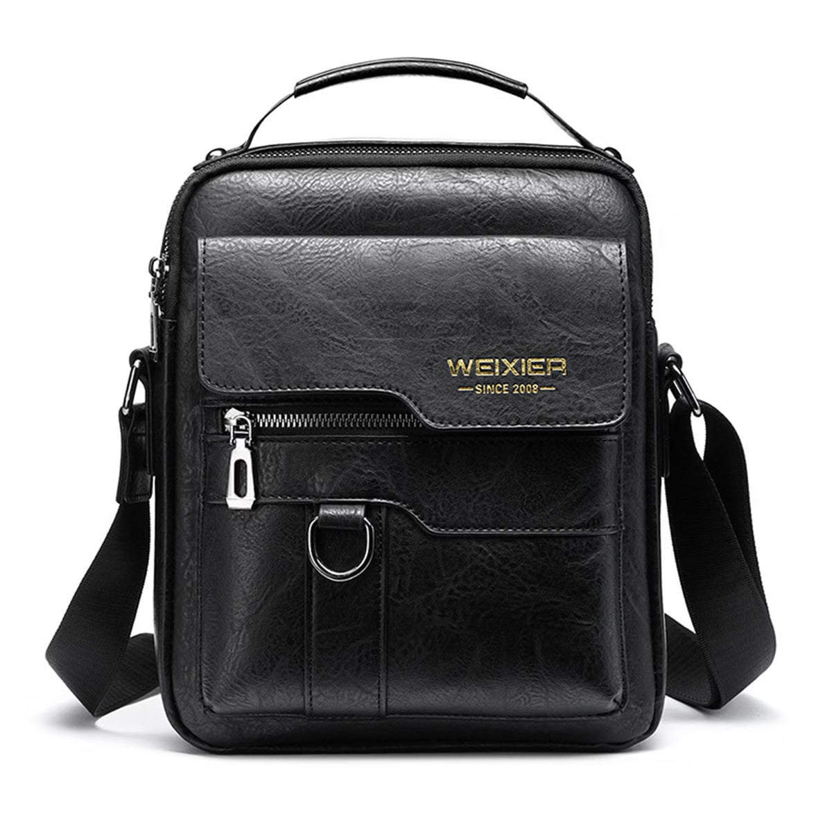 Men's Genuine Leather Crossbody Shoulder Bag with Adjustable Strap
