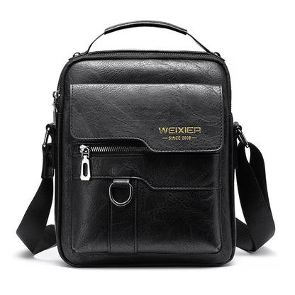 Men's Genuine Leather Crossbody Shoulder Bag with Adjustable Strap
