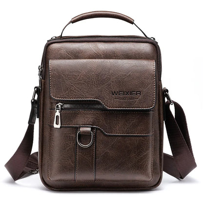 Men's Genuine Leather Crossbody Shoulder Bag with Adjustable Strap