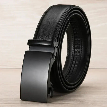 Men's PU Leather Belt with Automatic Ratchet Buckle
