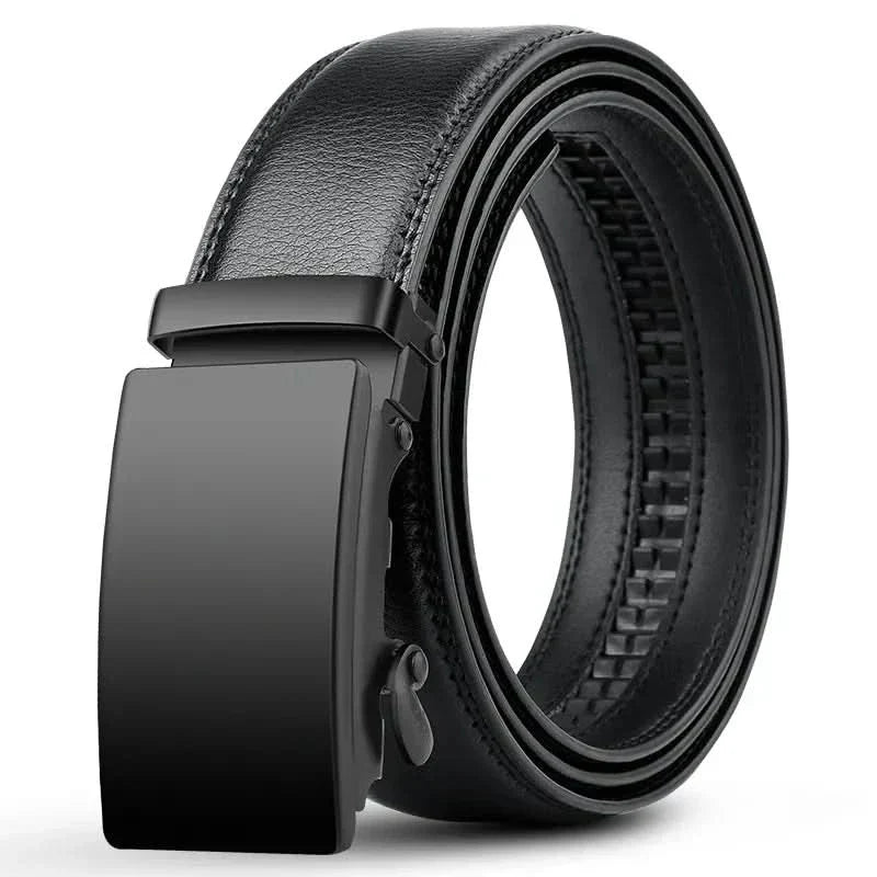 Men's PU Leather Belt with Automatic Ratchet Buckle
