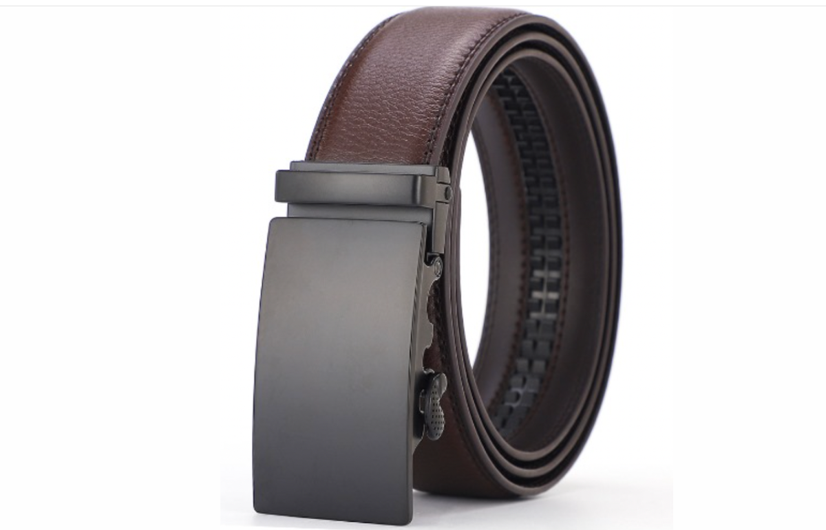 Men's PU Leather Belt with Automatic Ratchet Buckle