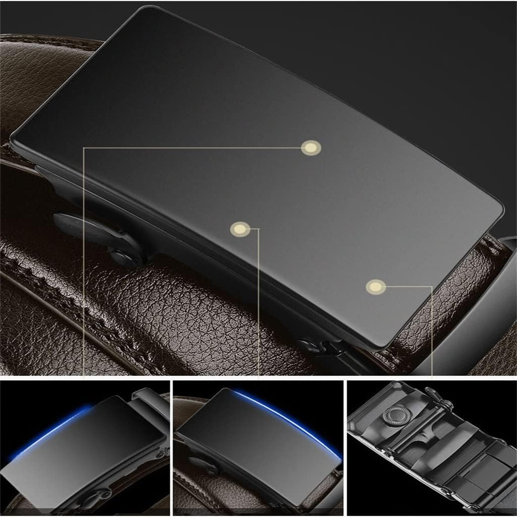 Men's PU Leather Belt with Automatic Ratchet Buckle