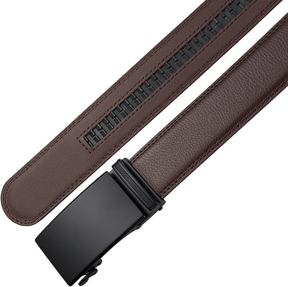 Men's PU Leather Belt with Automatic Ratchet Buckle
