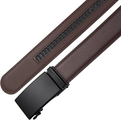 Men's PU Leather Belt with Automatic Ratchet Buckle