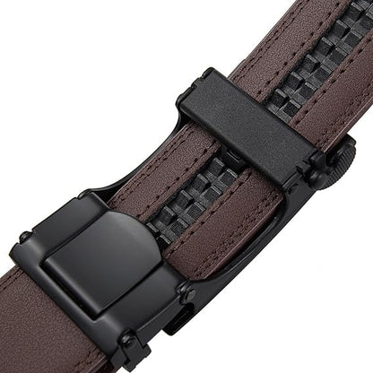Men's PU Leather Belt with Automatic Ratchet Buckle