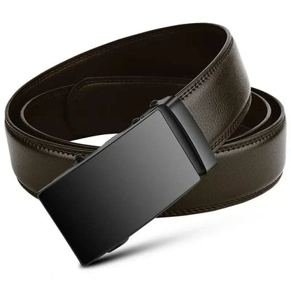 Men's PU Leather Belt with Automatic Ratchet Buckle