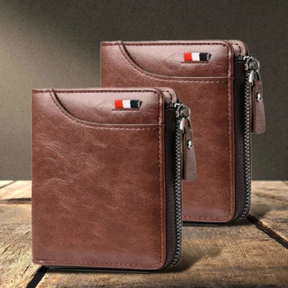 Men's RFID Blocking Waterproof PU Leather Zip Wallet
