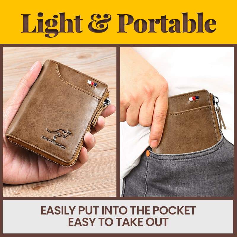 Men's RFID Blocking Waterproof PU Leather Zip Wallet