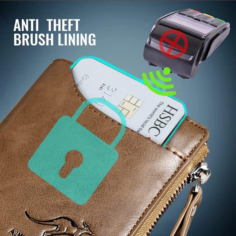 Men's RFID Blocking Waterproof PU Leather Zip Wallet
