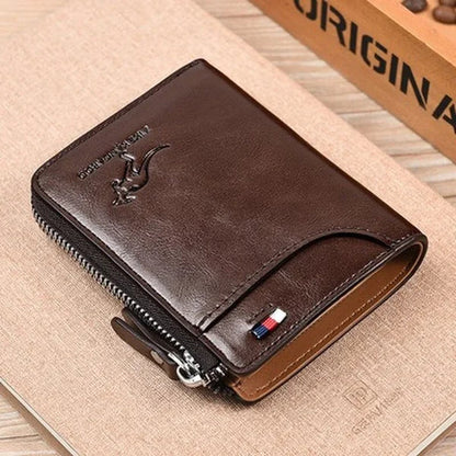 Men's RFID Blocking Waterproof PU Leather Zip Wallet