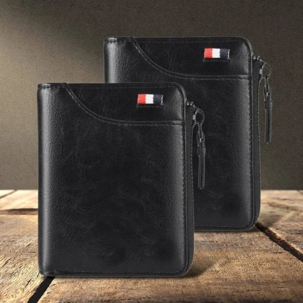 Men's RFID Blocking Waterproof PU Leather Zip Wallet