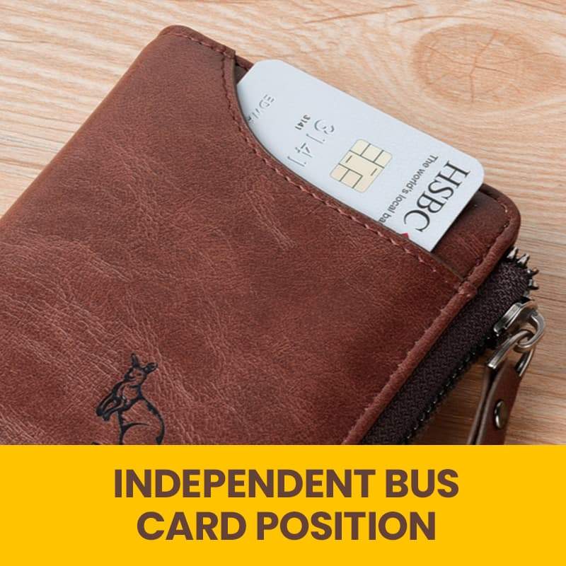 Men's RFID Blocking Waterproof PU Leather Zip Wallet