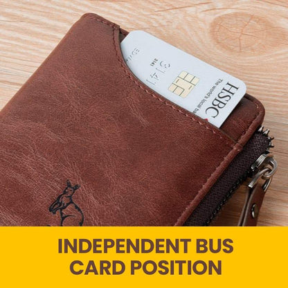 Men's RFID Blocking Waterproof PU Leather Zip Wallet