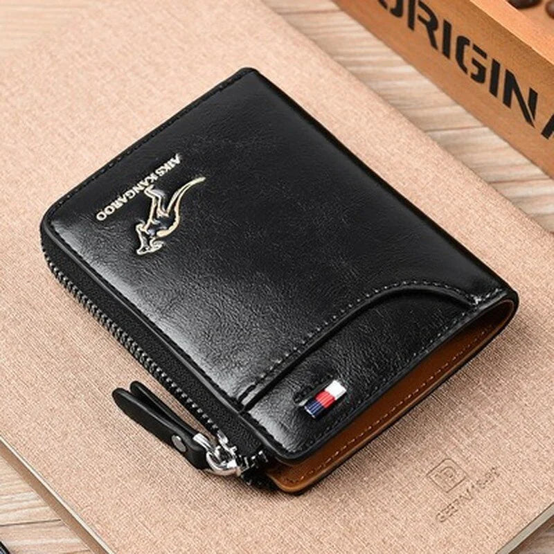 Men's RFID Blocking Waterproof PU Leather Zip Wallet