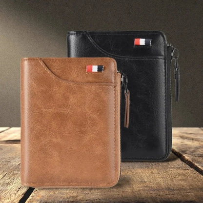 Men's RFID Blocking Waterproof PU Leather Zip Wallet
