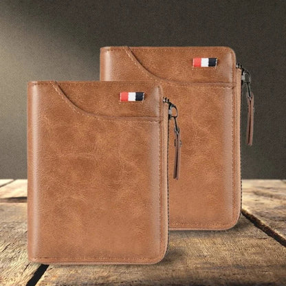 Men's RFID Blocking Waterproof PU Leather Zip Wallet