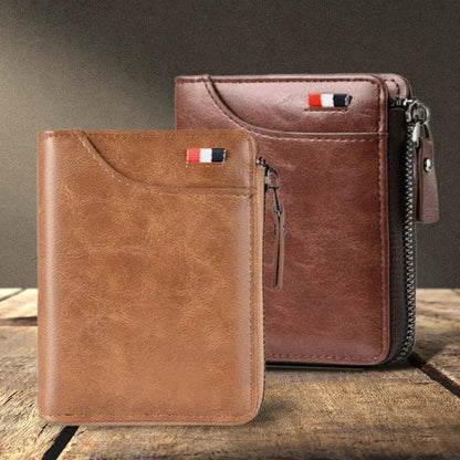 Men's RFID Blocking Waterproof PU Leather Zip Wallet