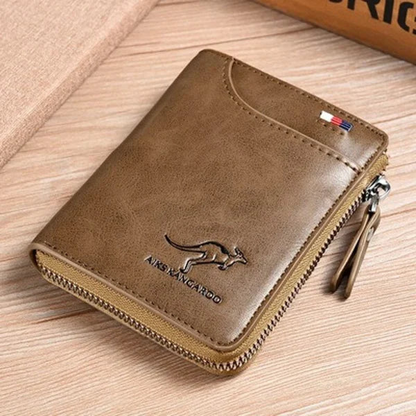 Men's RFID Blocking Waterproof PU Leather Zip Wallet