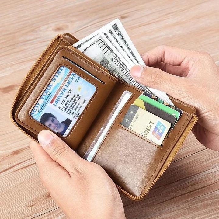 Men's RFID Blocking Zip Wallet with Card Holder