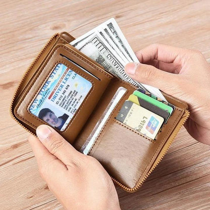 Men's RFID Blocking Zip Wallet with Card Holder