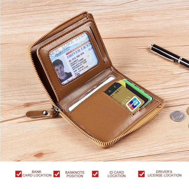 Men's RFID Blocking Zip Wallet with Card Holder