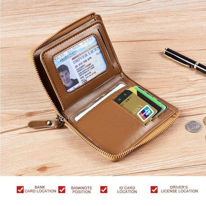 Men's RFID Blocking Zip Wallet with Card Holder
