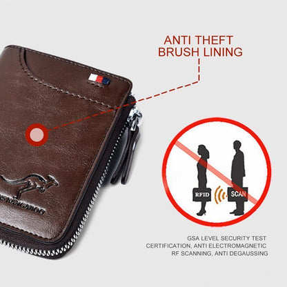 Men's RFID Blocking Zip Wallet with Card Holder