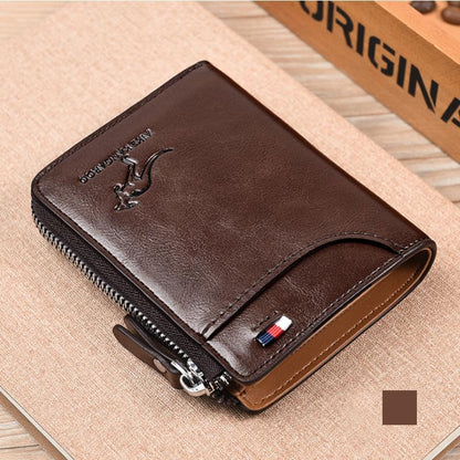 Men's RFID Blocking Zip Wallet with Card Holder