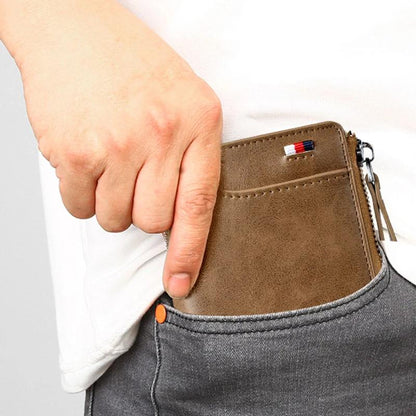 Men's RFID Blocking Zip Wallet with Card Holder
