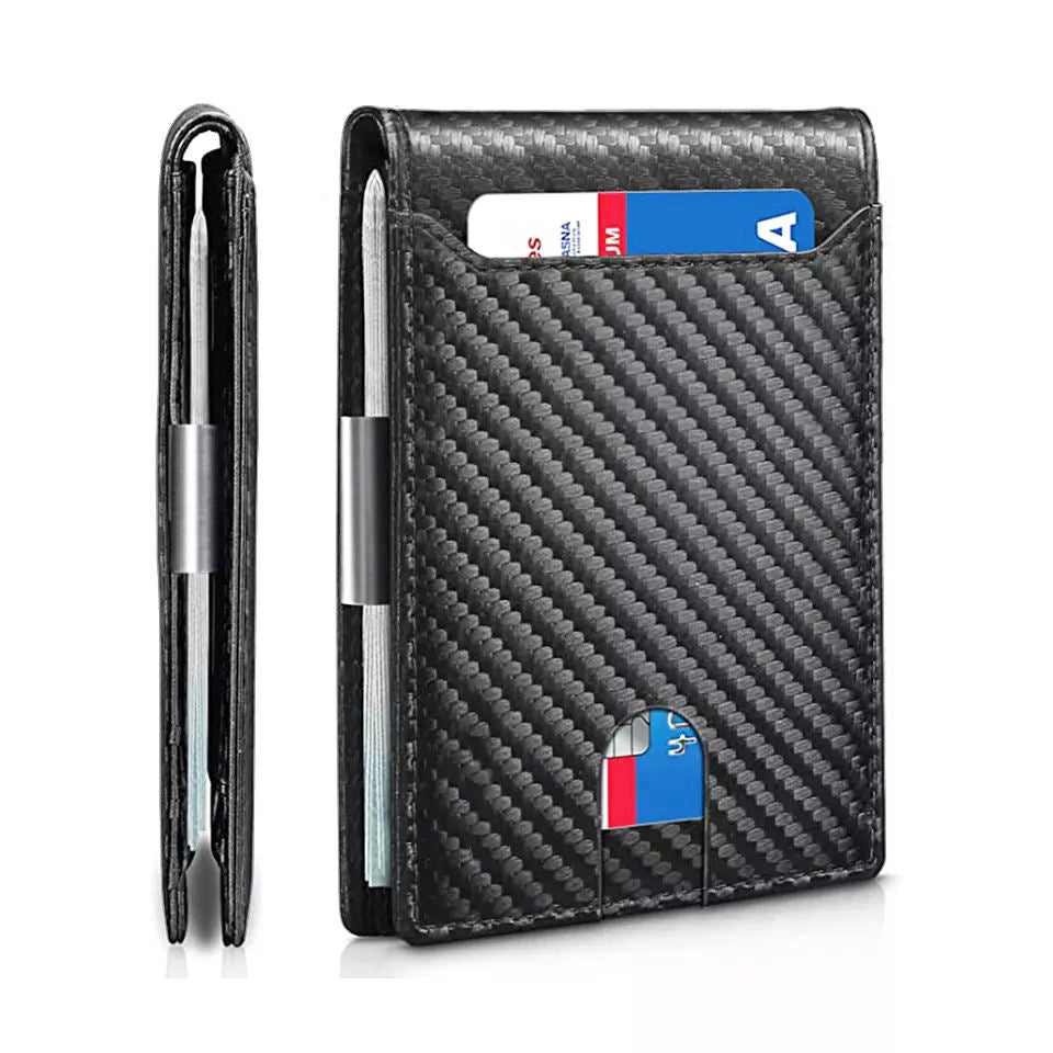 Men's Slim RFID Blocking Leather Wallet Card Holder Black
