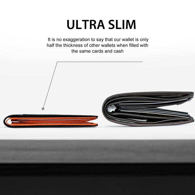 Men's Slim RFID Blocking Leather Wallet Card Holder Black