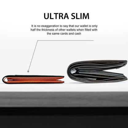 Men's Slim RFID Blocking Leather Wallet Card Holder Black