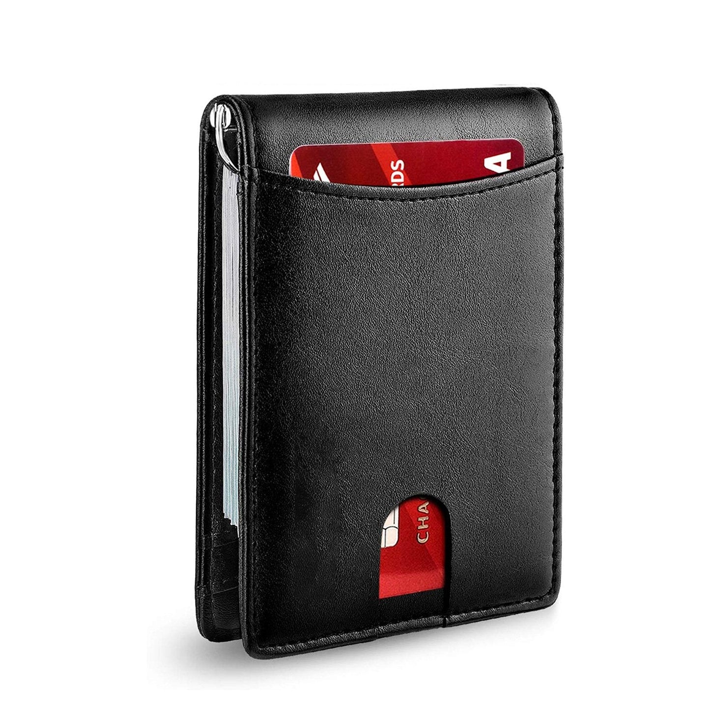 Men's Slim RFID Blocking Leather Wallet Card Holder Black
